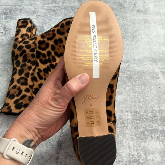 J. Crew Leopard Willa Calf Hair Booties 8 - Picture 4 of 8